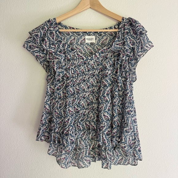 Isabel Marant Etoile Madrana Short Sleeve Top in Ecru Current Season FR40 / US8 - Picture 3 of 10